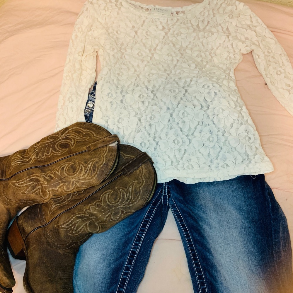 Express Tricot White Lace Top